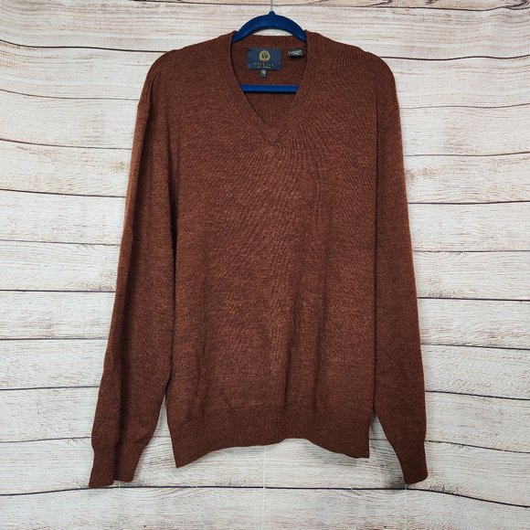 Viyella V-Neck Merino Wool Sweater Long Sleeve Brown Men's Size XXL - Picture 1 of 14